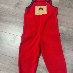 Patagonia Red Kids Overalls with Tan Pocket